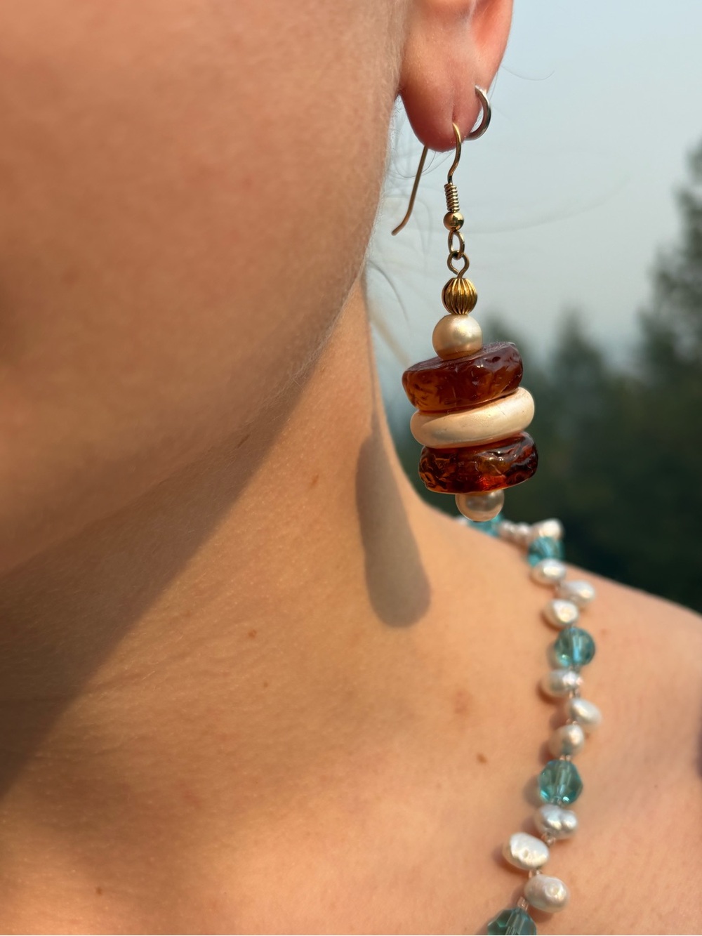 Vintage RootBeer Lucite Dangle Earrings